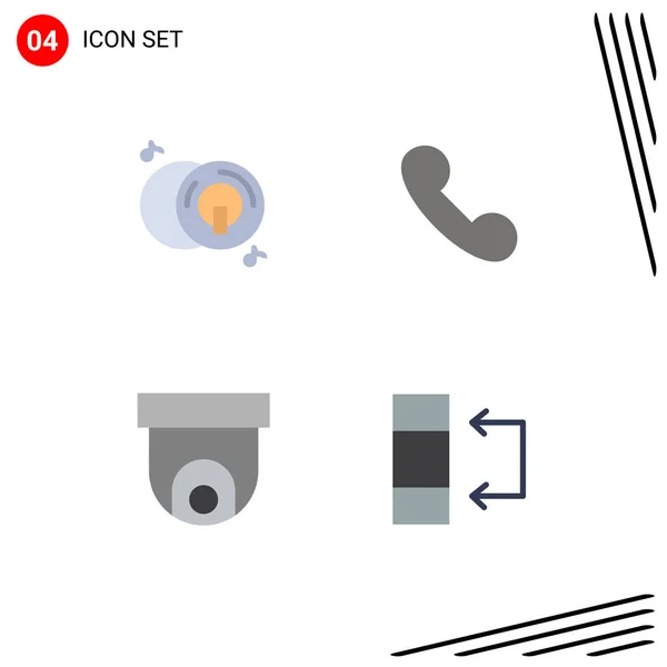 Flat Icon Pack Med Universella Symboler För Säkerhetskamera Multimedia Telefon — Stock vektor