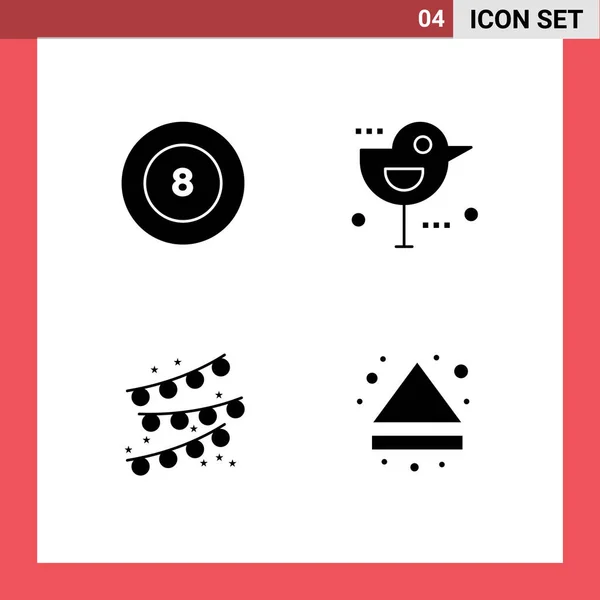 User Interface Pack Basic Solid Glyphs Ball Party Bulb Autumn — Stockový vektor