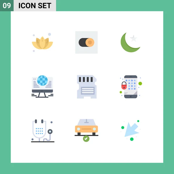 Creative Icons Modern Jelek Szimbólumok Memória Kártya Éjszaka Hálózat Kapcsolat — Stock Vector