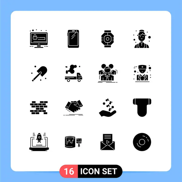 Universal Solid Glyphs Set Web Mobile Applications Orvosi Női Samsung — Stock Vector