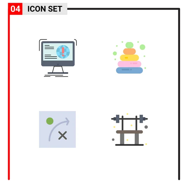 モバイルインターフェースフラットアイコン4枚セット ウェブサイト ピラミッド 運動のピクトグラム編集可能なベクトルデザイン要素 — ストックベクタ