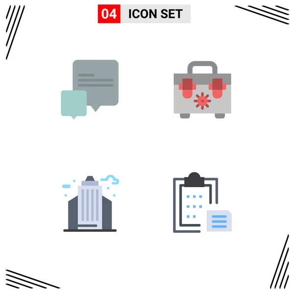 Editable Vector Line Pack Simple Flat Icons Chat Office Bag — Vector de stock