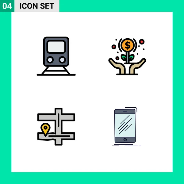 Universal Icon Symbols Group Modern Filledline Flat Colors Rail Investment — Stock Vector