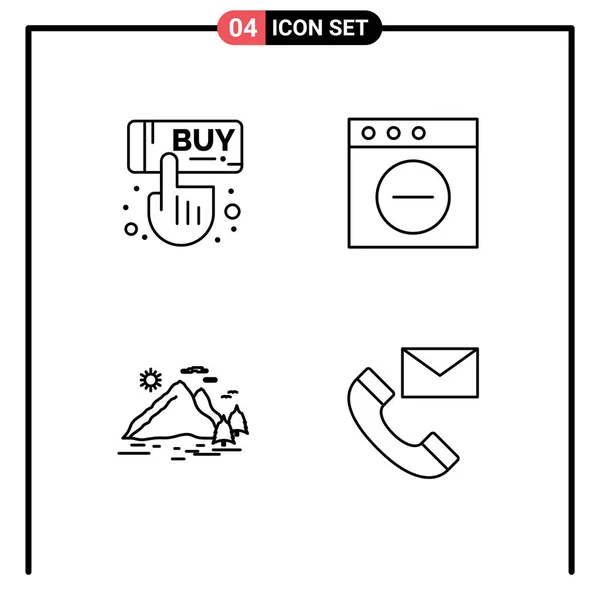 Set Icone Moderne Simboli Segni Vendita Paesaggio Mano Mac Sole — Vettoriale Stock