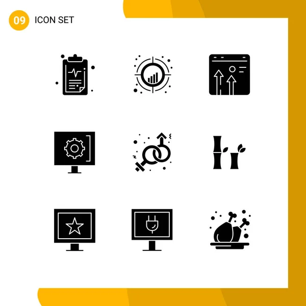 Universal Icon Symbols Group Modern Solid Glyphs Service Customer Trend — Vetor de Stock