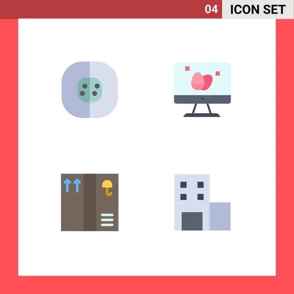 Pack Iconos Flat Creativos Átomo Caja Química Pantalla Educación Editable — Archivo Imágenes Vectoriales