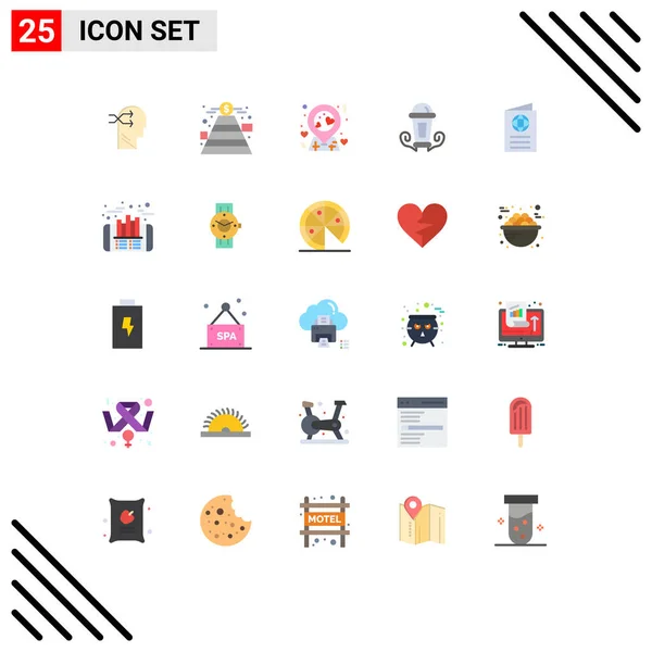 Stock Vector Icon Pack Mit Linienzeichen Und Symbolen Für Karte — Stockvektor