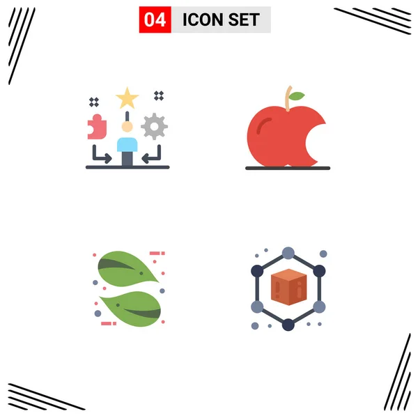 Modern Set Flat Icons Symbols User Leaf Star Fruit Plant — Stock Vector
