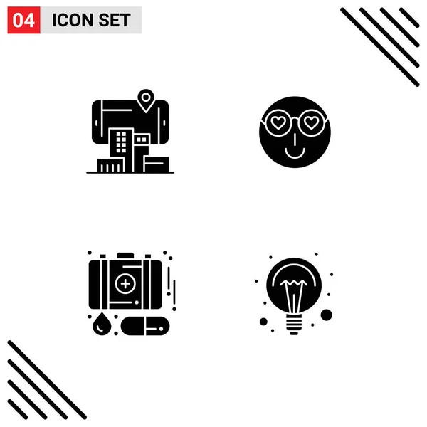 Universal Icon Symbols Group Modern Solid Glyphs Reality Case Audmented — 스톡 벡터