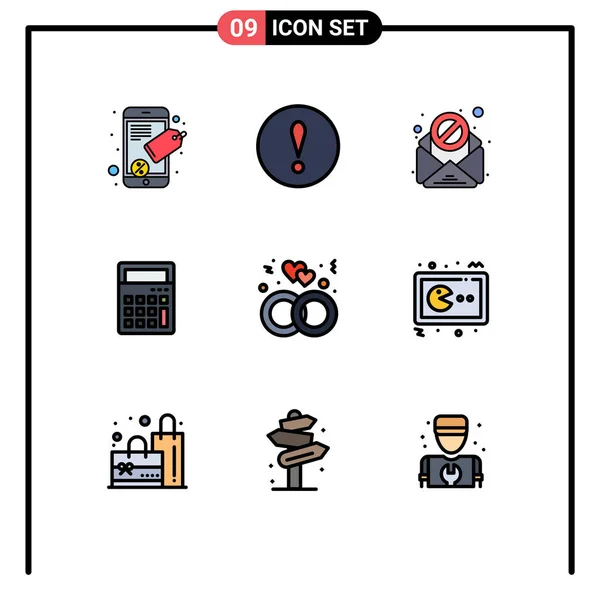 Universal Icon Symbols Group Modern Filledline Flat Colors Pac Man — Stock Vector