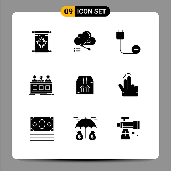 Universal Solid Glyphs Set Web Mobile Applications Judge Contest Link — Stock Vector