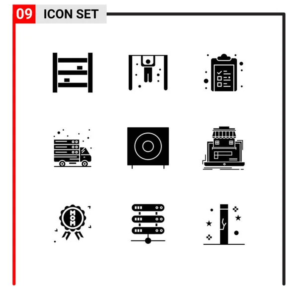 Set Icone Moderne Dell Interfaccia Utente Segni Dispositivi Server Web — Vettoriale Stock