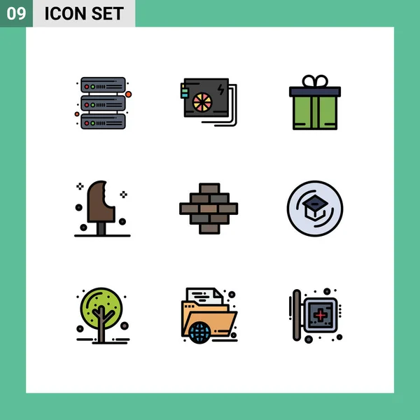 Universal Icon Symbols Group Modern Filledline Flat Colors Building Καλοκαίρι — Διανυσματικό Αρχείο