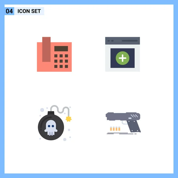 Flat Icon Pack Symboles Universels Téléphone Jeu Communication Utilisateur Pistolet — Image vectorielle