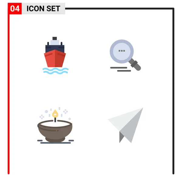Mobile Interface Flat Icon Set Pictograms Ship Glow Search Diya — Stock Vector