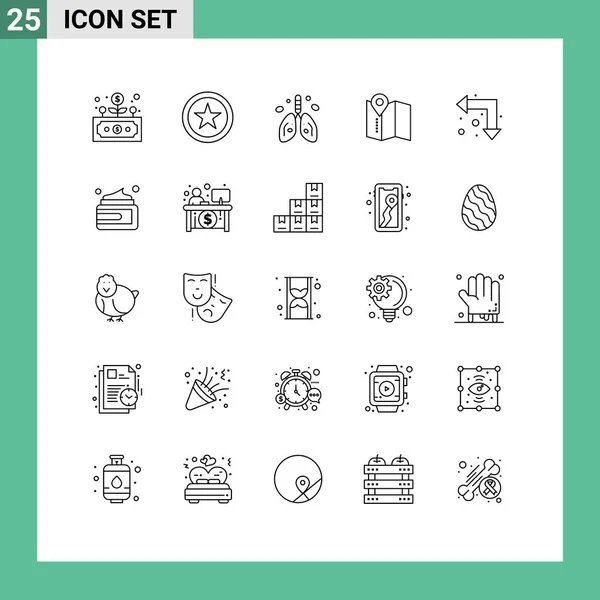 Set Modern Icons Symbols Signs Arrow Heart Arrow Map Upravitelné — Stockový vektor