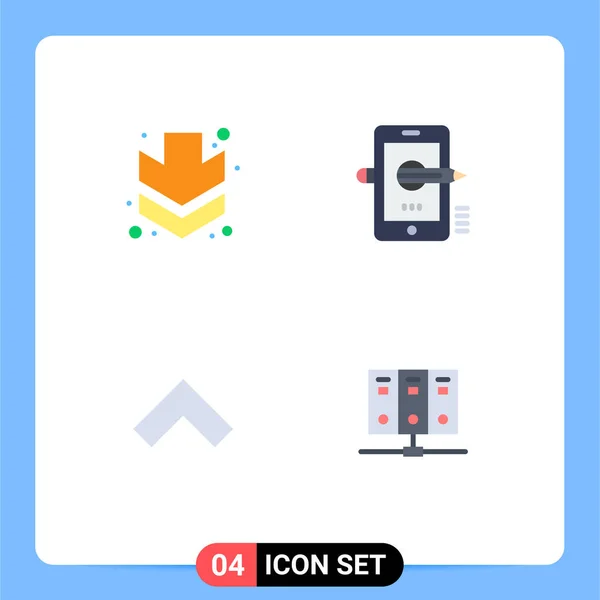 Set Icone Piatte Universali Applicazioni Web Mobili Freccia Istruzione Disegno — Vettoriale Stock