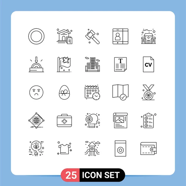 Set Modern Icons Symbols Signs Download School Hammer Education Building — Stock Vector