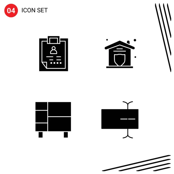 Modernes Set Mit Solid Glyphen Und Symbolen Wie Klemmbrett Haushaltsgeräte — Stockvektor