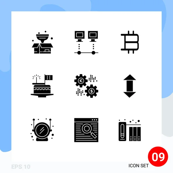 Editable Vector Line Pack Simple Solid Glyphs Interest Festival Day — 스톡 벡터