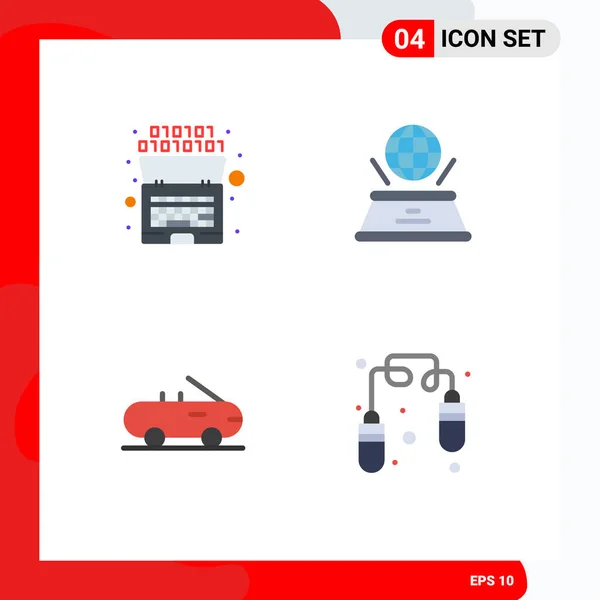 Editable Vector Line Pack Simple Flat Icons Artificial Car Intelligence — Stock Vector