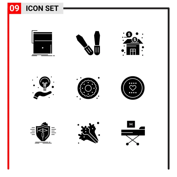 Icône Vectorielle Stock Paquet Signes Symboles Ligne Pour Donut Idée — Image vectorielle