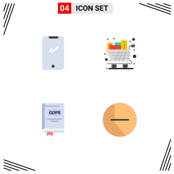 Vector Flat Icons Grid Phone Troley Android Full Document Editable — 스톡 벡터