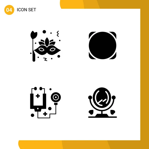 Pictogram Set Simple Solid Glyphs Mask Doctor Face Coin Stethoscope — Stock Vector