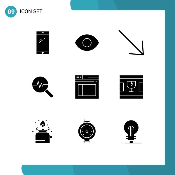 Set Modern Icons Symbols Signs Website Secure Right Page Graph — Stock Vector