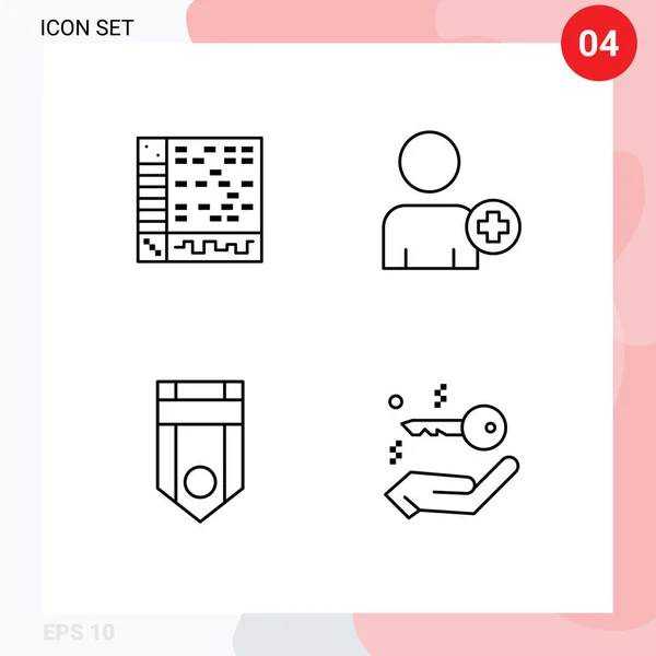 User Interface Line Pack Modern Signs Symbols Ableton Military Computer —  Vetores de Stock