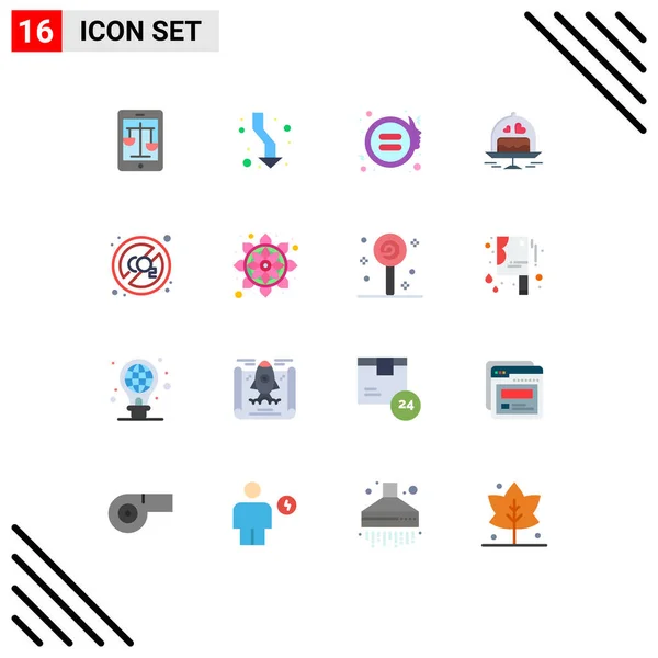 Universal Icon Symbols Group Modern Flat Colors Love Plate Direction — Stock Vector