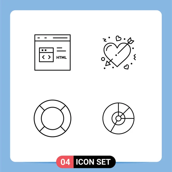 Mobile Interface Line Set Pictograms Code Marriage Development Cupid Essential — Stockový vektor