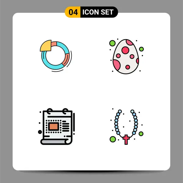 Group Modern Filledline Flat Colors Set Graph Design Chart Egg — Διανυσματικό Αρχείο