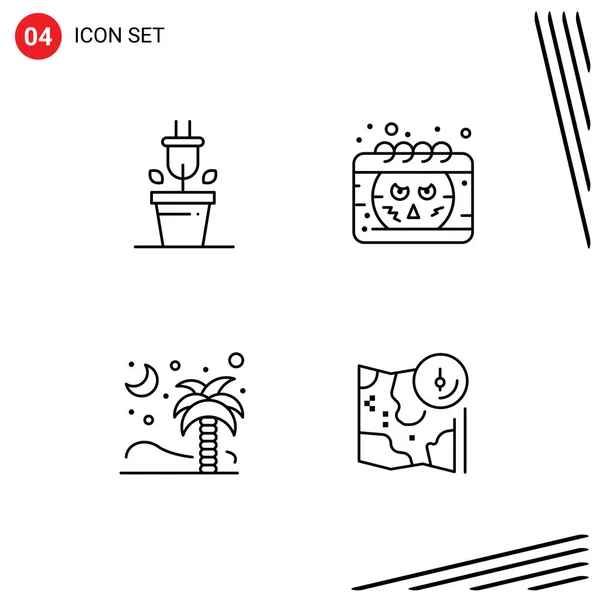 Creative Icons Modern Signs Sysymbols Plug Nature Calendar Smiley Coconut — Vector de stock