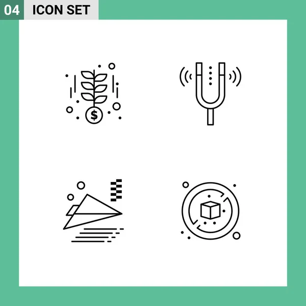 Set Modern Icons Sysymbols Signs Growth Airplane Money Kamerton Plane — Archivo Imágenes Vectoriales