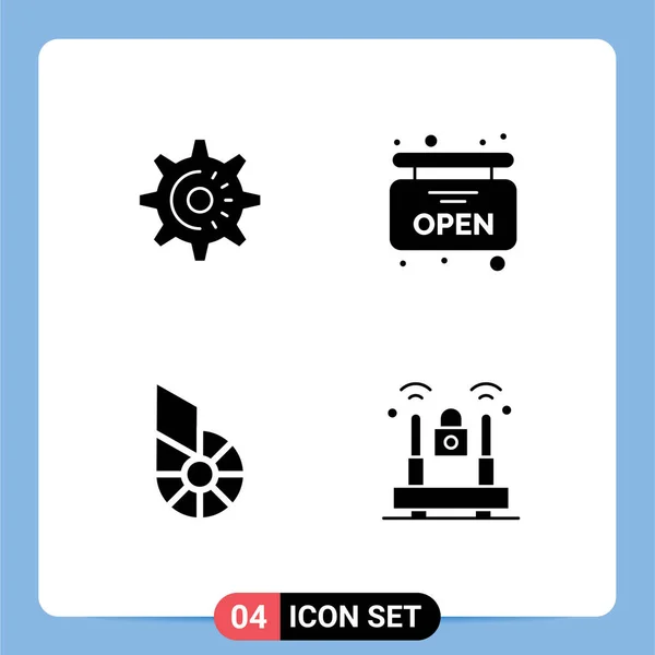 Universal Solid Glyph Tecken Symboler För Kugge Krypto Idé Snabbköp — Stock vektor