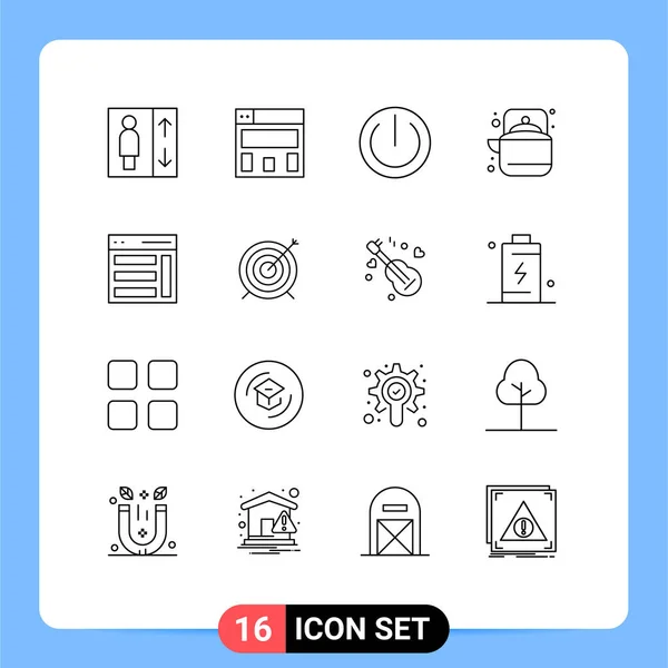Mobile Interface Outline Set Pictograms Target Sidebar Outdoor Right Communication — Stock Vector