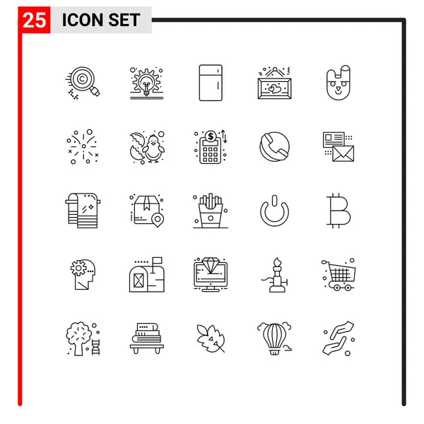 Set Modern Icons Symbols Signs Love Hanging Idea Board Home — Stock Vector