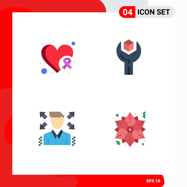 Universal Flat Icons Set Web Mobile Applications Στήθος Επιχειρηματίας Heart — Διανυσματικό Αρχείο