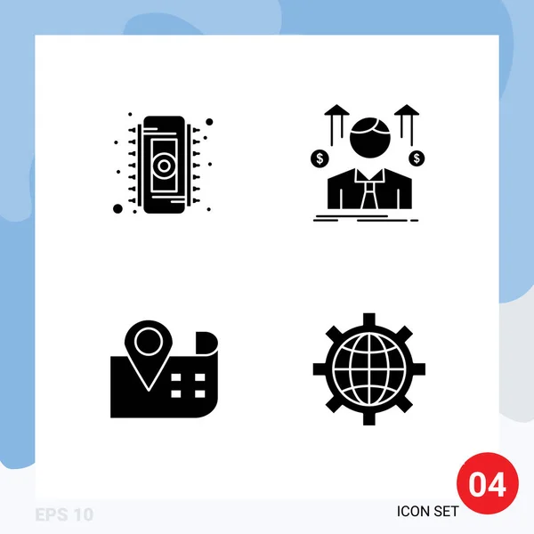 Creative Icons Modern Signs Sysymbols Chip Map Ram Avatar Location — Vector de stock