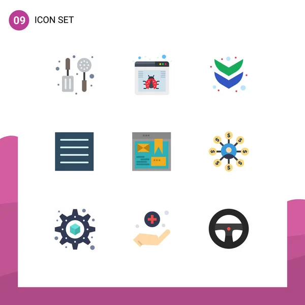 Flat Color Pack Universal Symbols Website Web Layout Dry Editable — 스톡 벡터