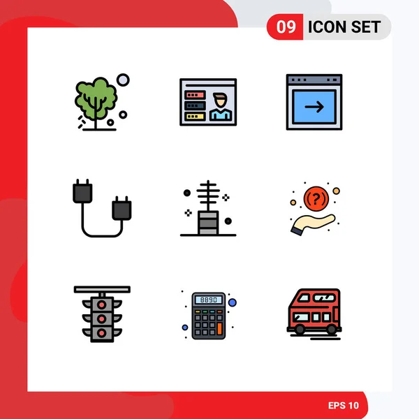 Mobile Interface Filledline Flat Color Set Dari Pictogram Perangkat Keras - Stok Vektor