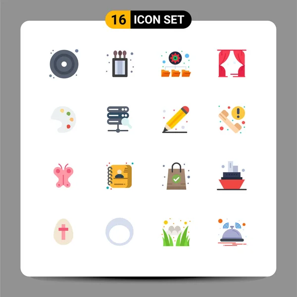 Set Modern Icons Sysymbols Signs Web Palette Folders Color Theatre — Vector de stock