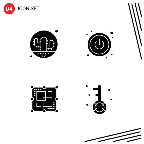 Stock Vector Icon Pack Mit Linienzeichen Und Symbolen Für Kakteen — Stockvektor