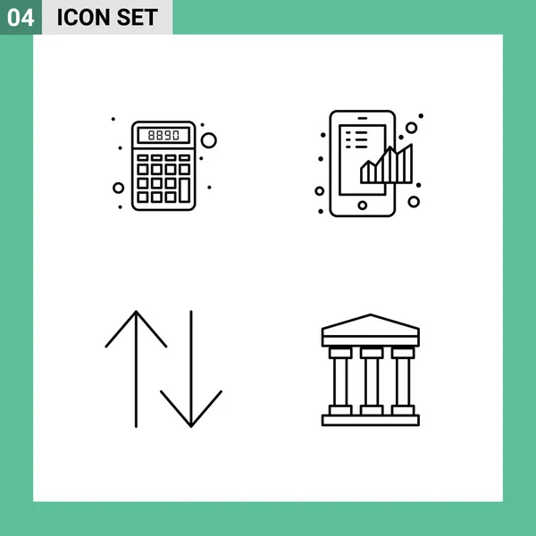 Pictogram Set Simple Filledline Flat Colors Calculator Arrow Money Finance — Stock Vector