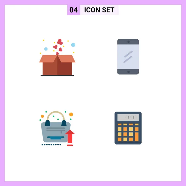 Set Vector Flat Icons Grid Box Analytics Package Education Growth — Stock Vector