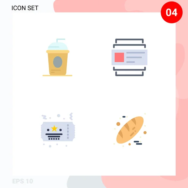 由蛋糕 派对可编辑矢量设计元素的4个通用符号组成的平面图标包 — 图库矢量图片