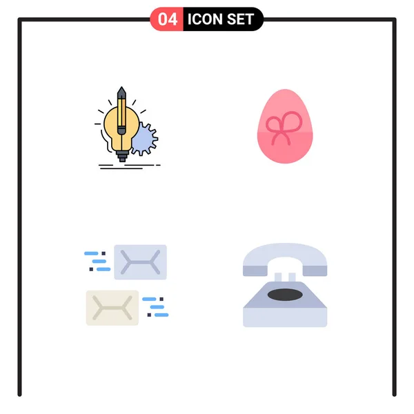 Conjunto Moderno Iconos Planos Símbolos Como Idea Dirección Lámpara Regalo — Vector de stock