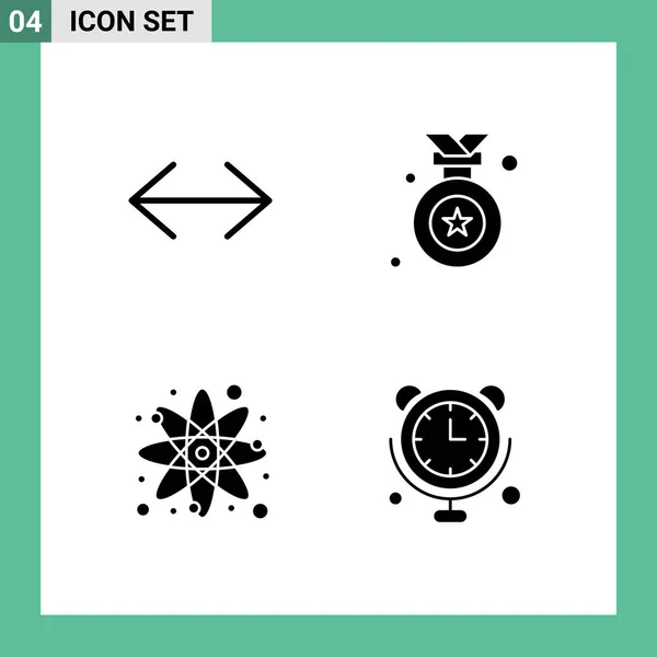 Kreativní Ikony Moderní Znamení Symboly Šipky Vědy Vpravo Medaile Atom — Stockový vektor