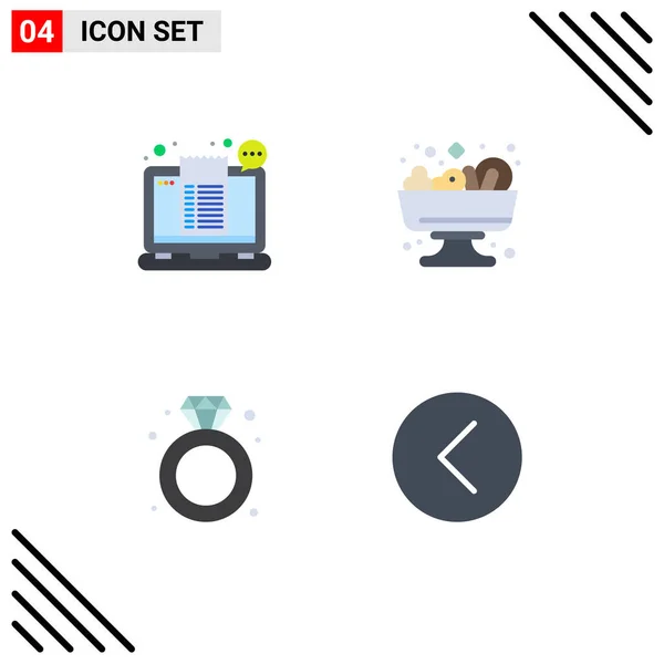Mobile Interface Flat Icon Set Pictograms Bill Jewelry Shopping Food — Vector de stock